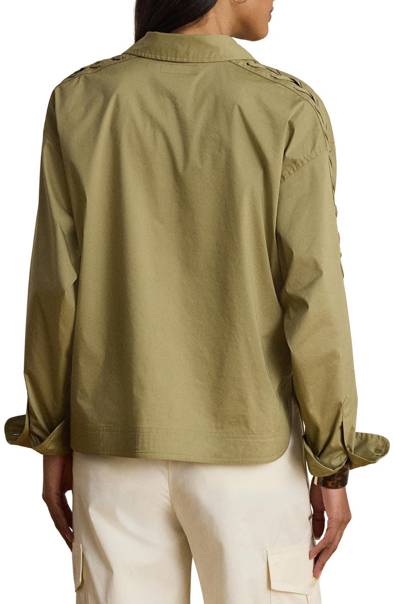 Lauren Ralph Lauren Silky Stretch Cotton Utility Shirt, Alternate, color, Light Agave Green