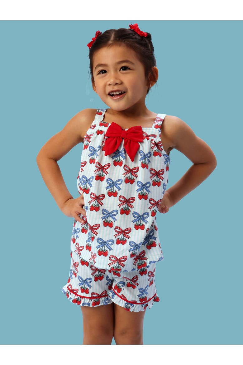 Bow Tank & Short Pajama Set, Alternate, color, Berries & Bows