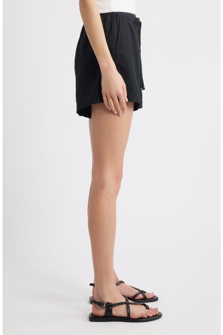 Jenner Linen Drawstring Shorts, Alternate, color, BLACK