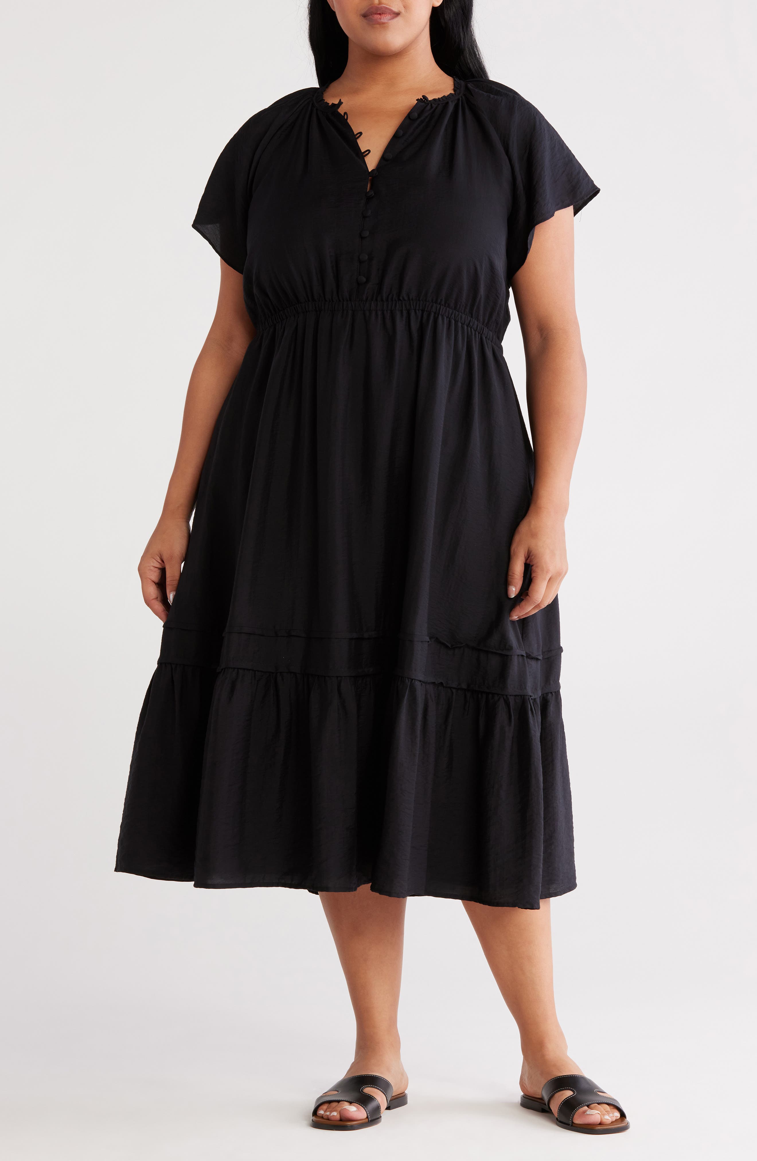 Caslon® Flutter Sleeve Tiered Dress