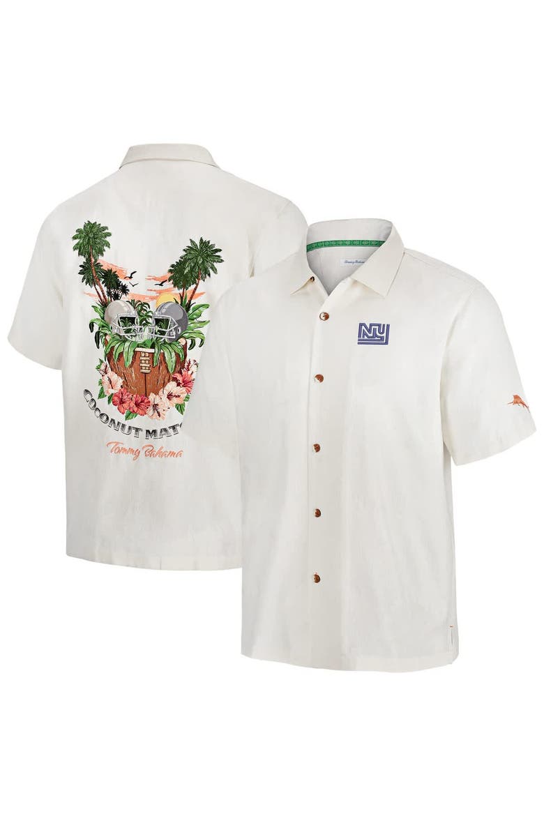 Men's Tommy Bahama White New York Giants Coconut Matchup Camp Throwback Button-Up Shirt, Main, color, White