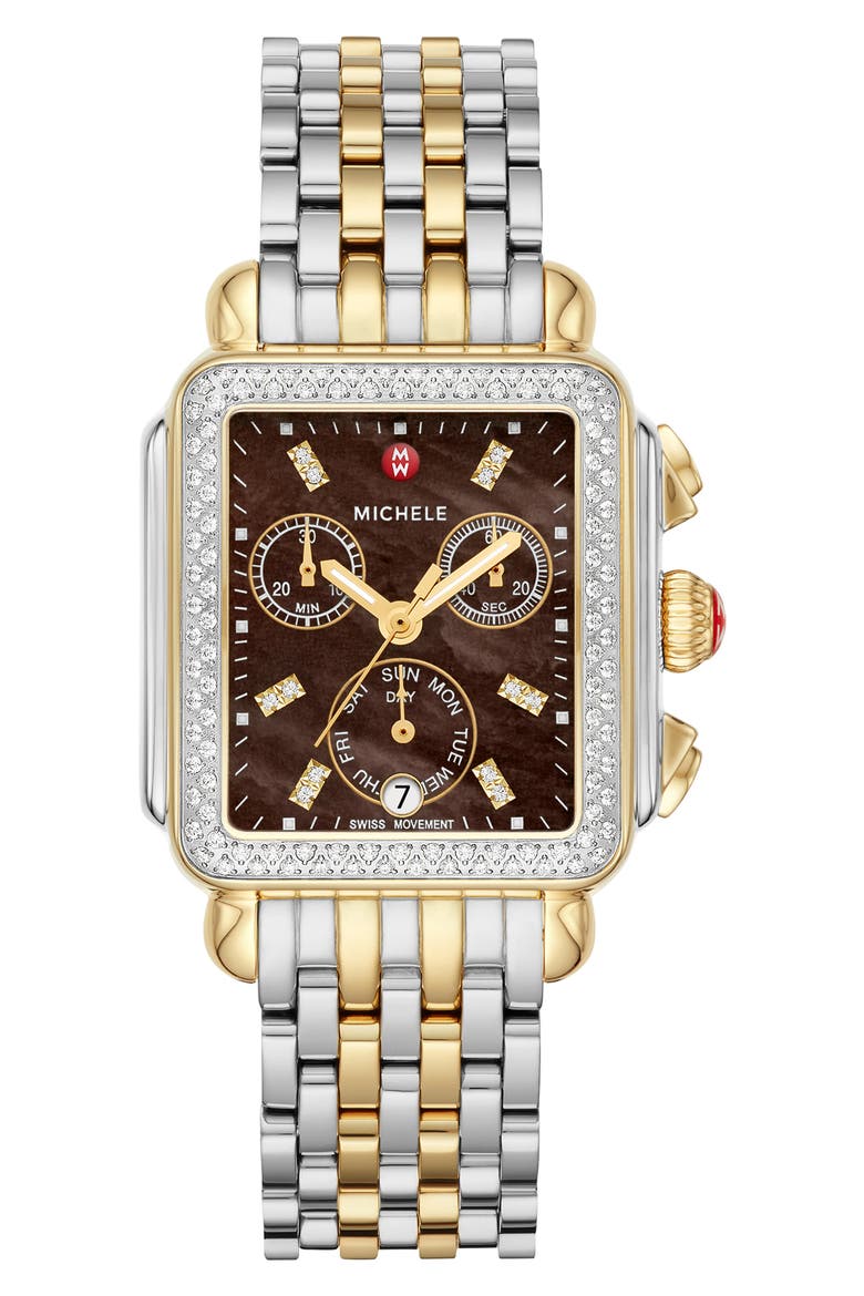 Deco 18mm Two-Tone Bracelet Watchband, Alternate, color, SILVER/ GOLD