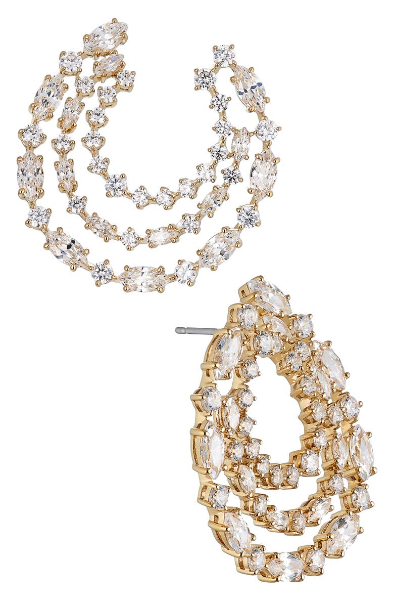 Nadri RSVP Front to Back Hoop Earrings, Main, color, 