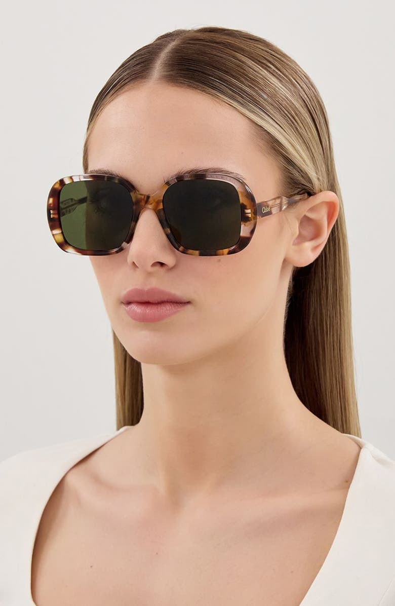 Chloé 55mm Square Sunglasses, Alternate, color, Rust Havana