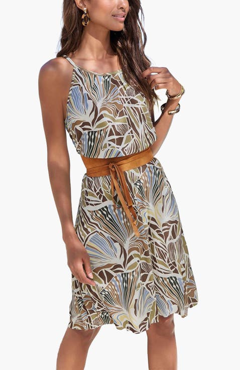 High Neck Print Dress