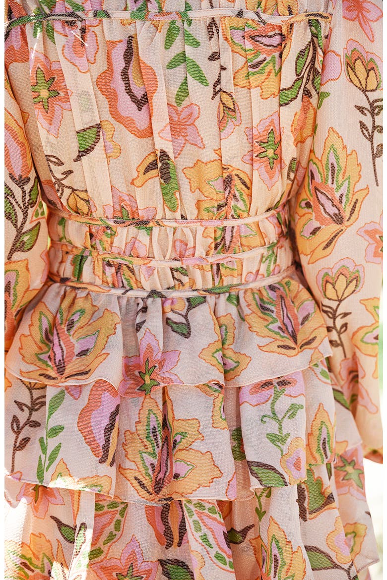 Gold Garden Metallic Mini Dress, Alternate, color, Orange