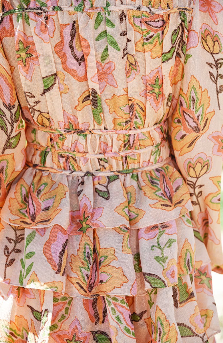 Jessie Zhao New York Gold Garden Metallic Mini Dress, Alternate, color, Orange