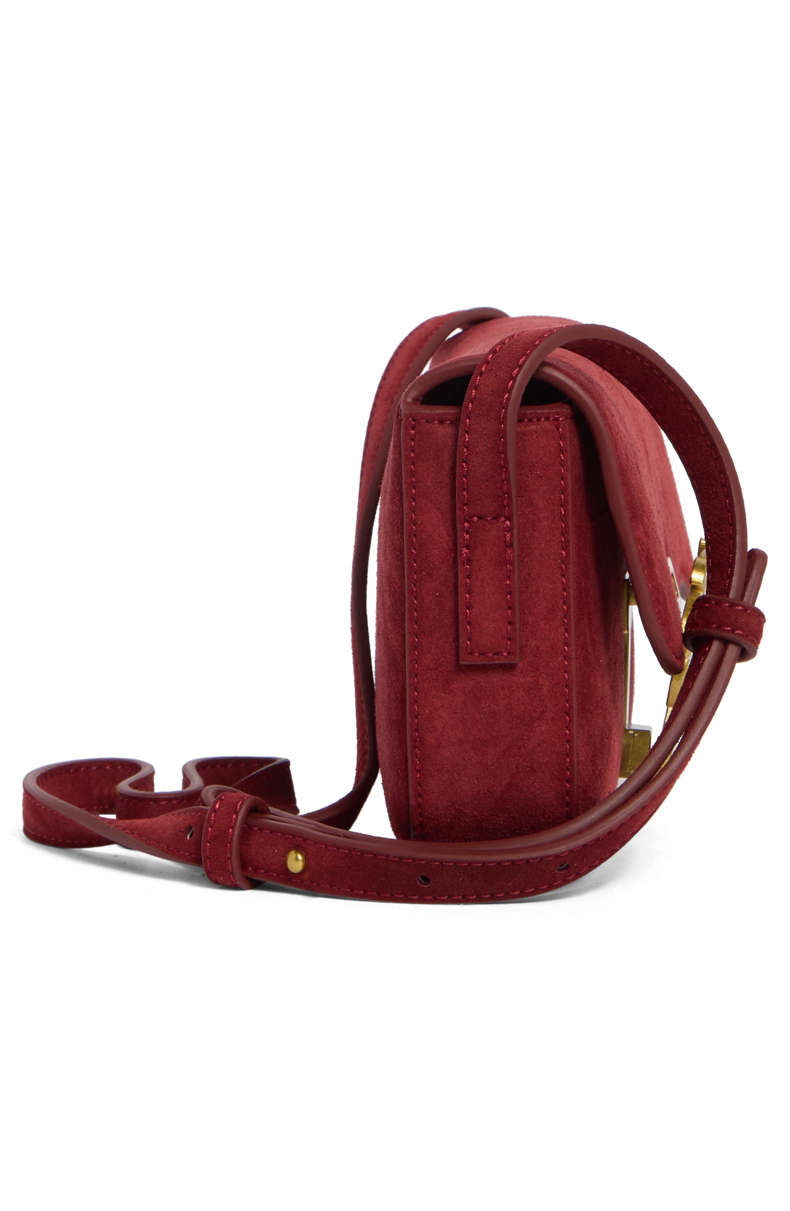 Small Palm Suede Crossbody Bag, Alternate, color, MERLOT