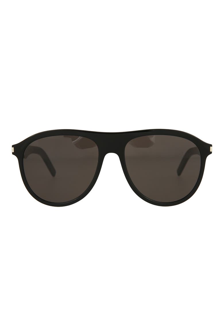 57mm Aviator Sunglasses, Main, color, BLACK BLACK BLACK