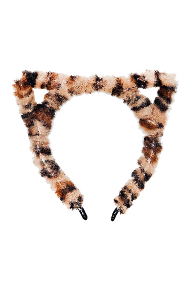Berry Fuzzy Faux Fur Cat Ear Headband, Main, color,