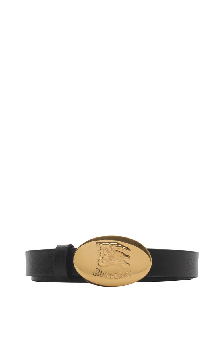 Burberry Thin Reversible Leather Knight Stamp Belt, Main, color, Black/Hazel Brown