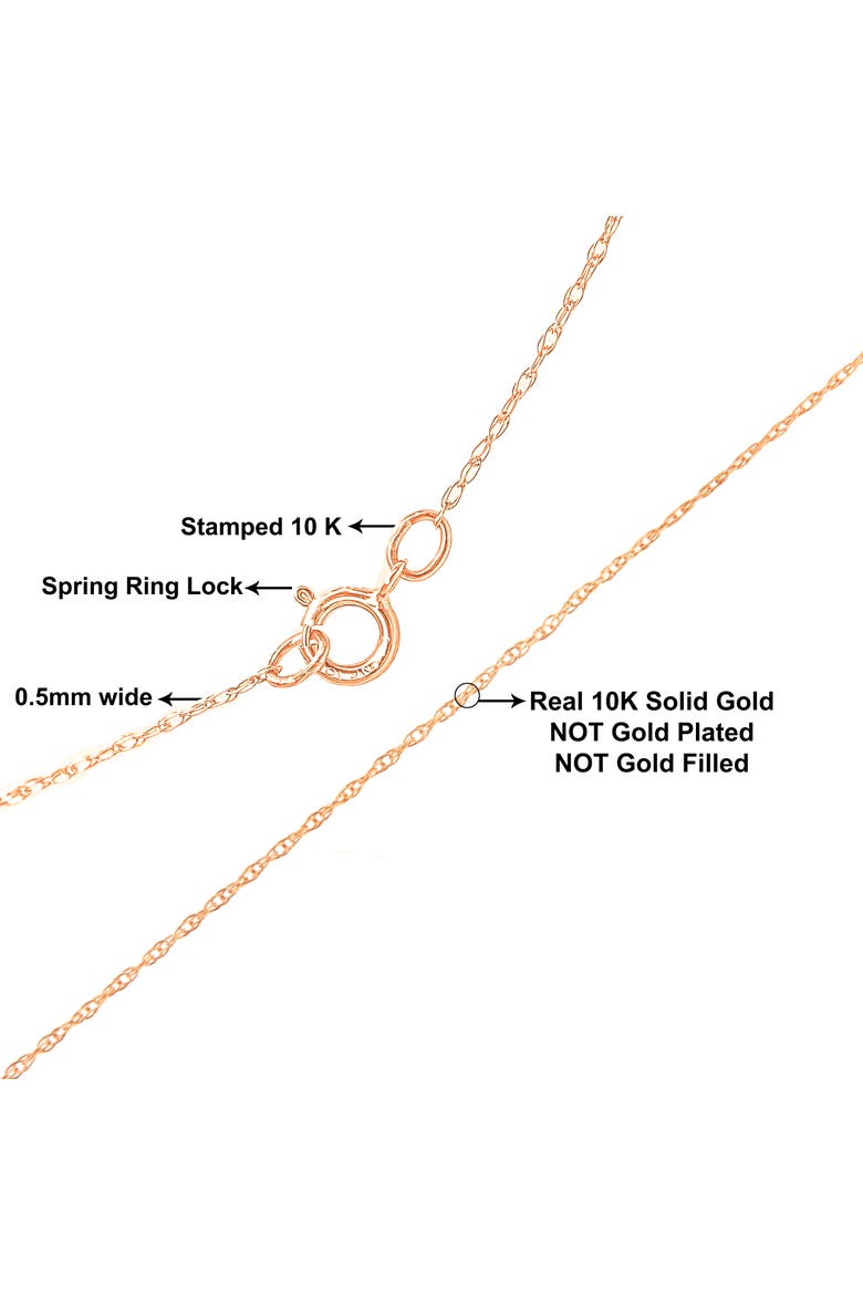 10K Gold 1/2 mm Slender & Dainty Fine Rope Chain Necklace, Alternate, color, Rose