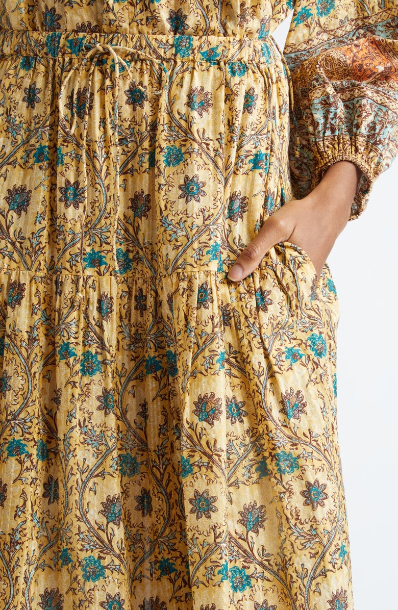 Ulla Johnson Paige Floral Cotton Blend Maxi Skirt, Alternate, color, Daylily