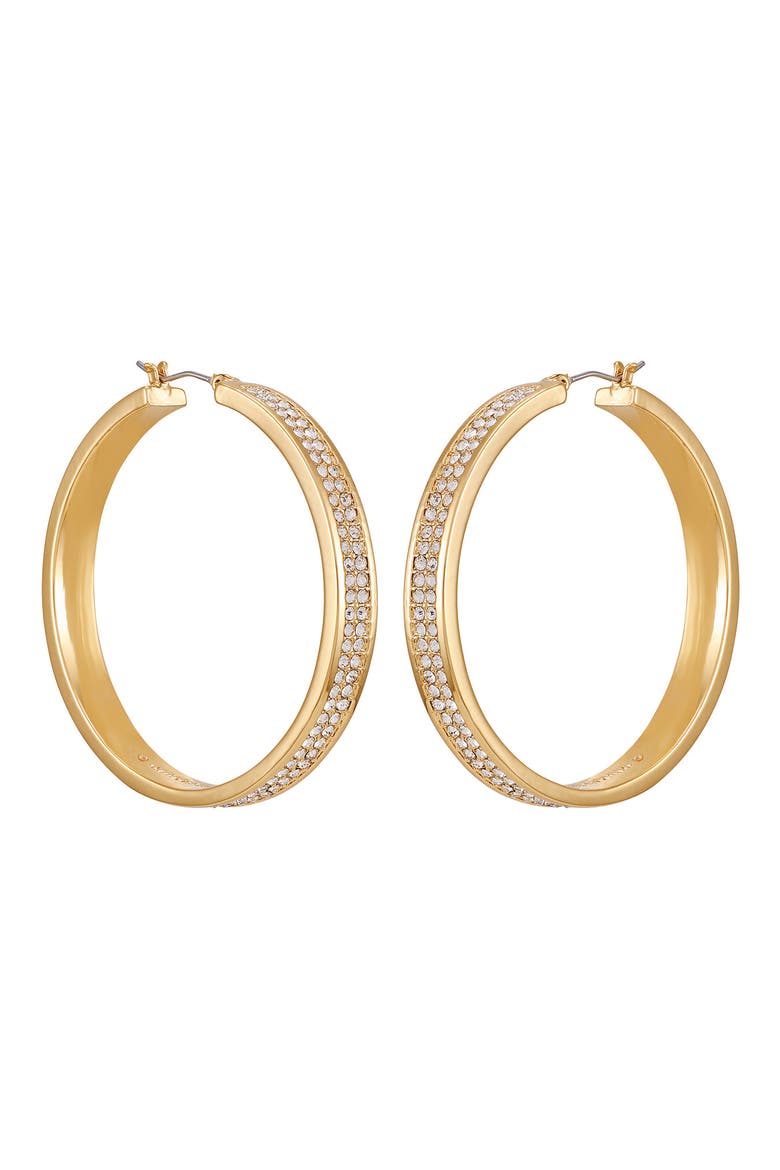 Pavé Crystal Hoop Earrings, Main, color, GOLD TONE