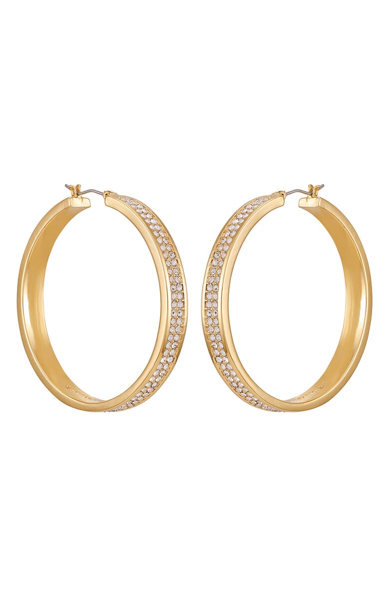 Vince Camuto Pavé Crystal Hoop Earrings, Main, color, Gold Tone