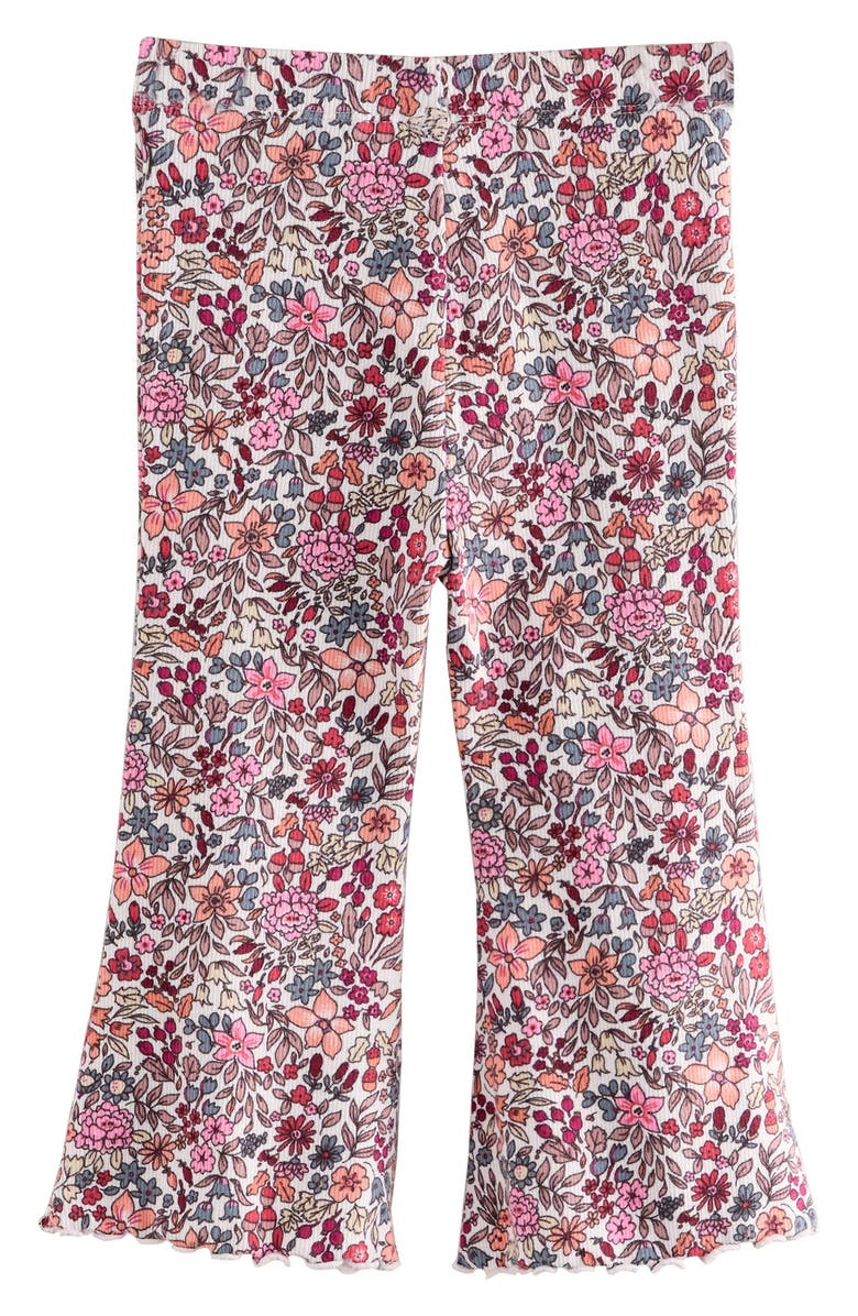 NEXT Kids' Floral Rib Flare Leggings, Main, color, Neutral