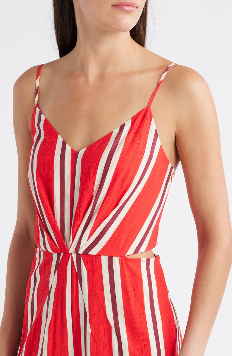 MANGO Striped Cutout Jumpsuit, Alternate, color, Red