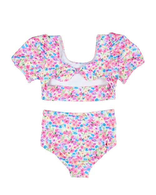 Shop Florence Eiseman Floral Puff Sleeve Bikini In Multicolor