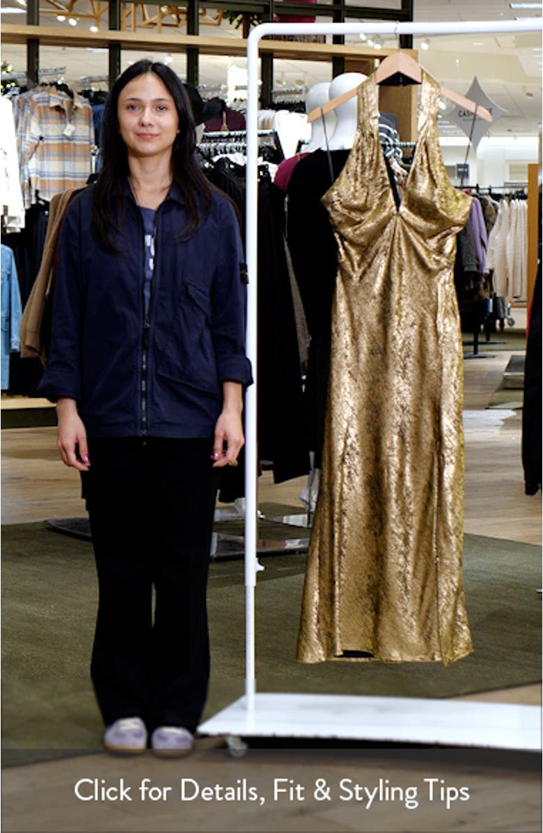 Marissa Golden Halter Maxi Dress
