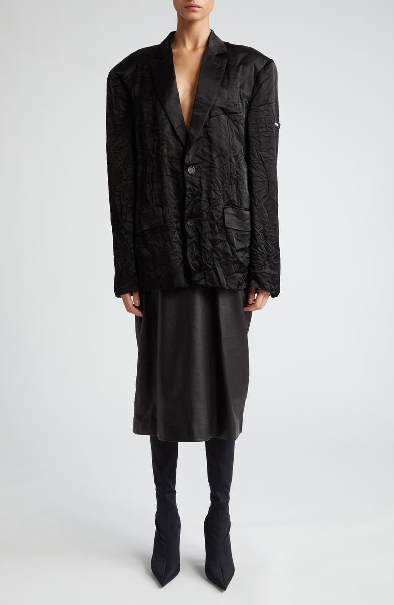 Balenciaga Washed Crumpled Blazer, Alternate, color,