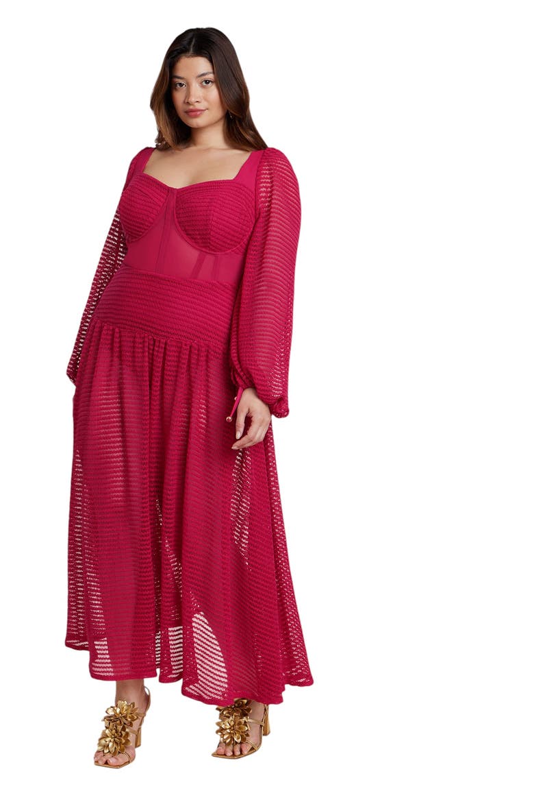 Patbo X Eloquii Corset Waist Maxi Dress, Main, color, CRADLE PINK