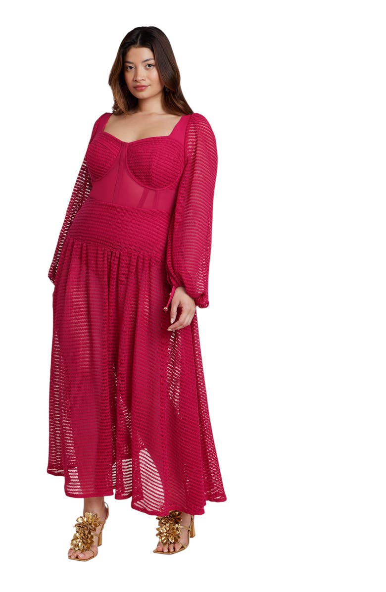 ELOQUII Patbo X Eloquii Corset Waist Maxi Dress, Main, color, Cradle Pink