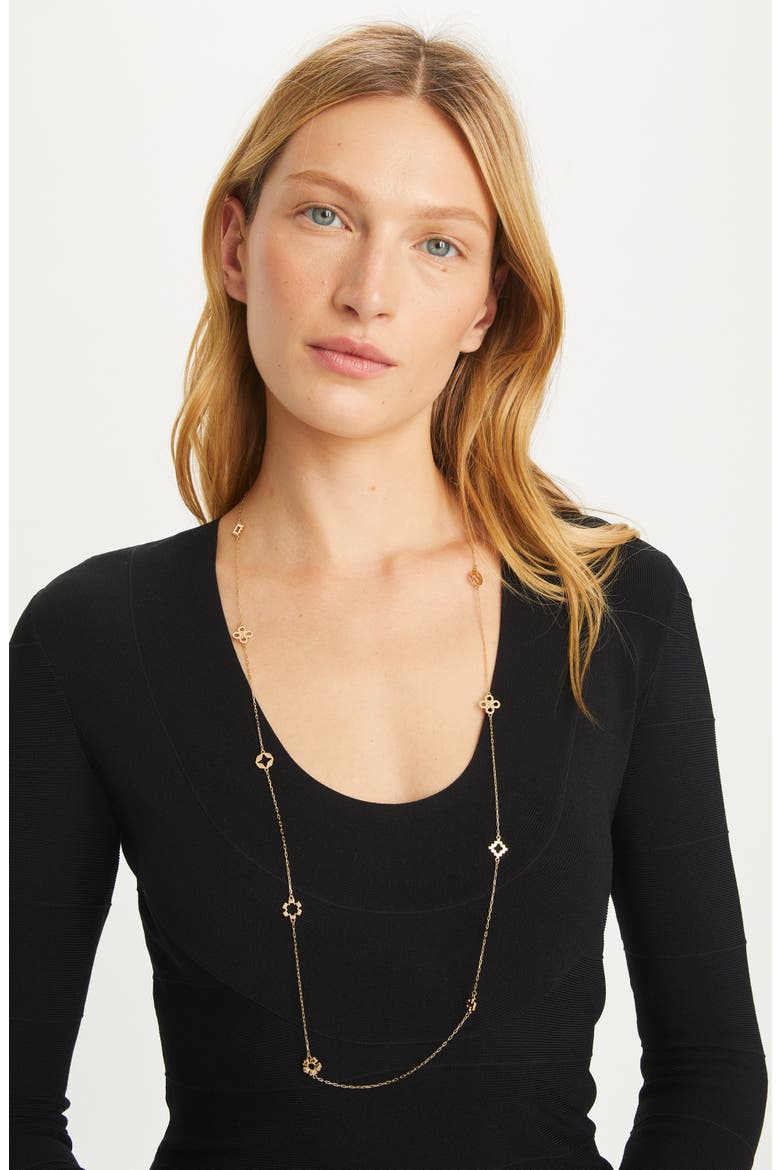 Long Forget Me Not Necklace, Alternate, color, TORY GOLD