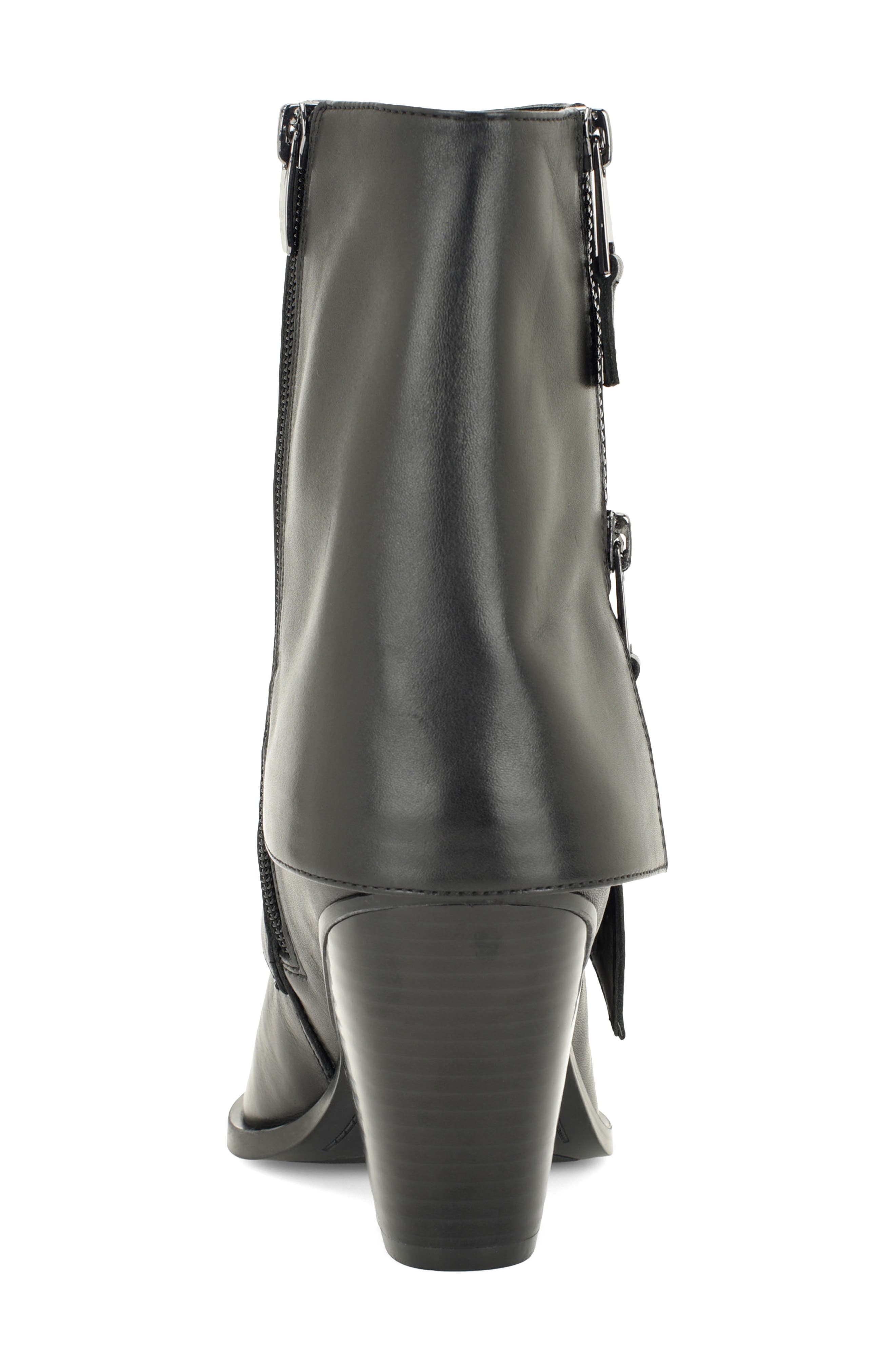 Umberto Pointed Toe Leather Bootie, Alternate, color, BLK01