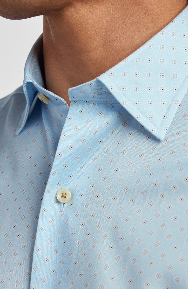 David Donahue Neat Print Cotton Button-Up Shirt, Alternate, color, Sky