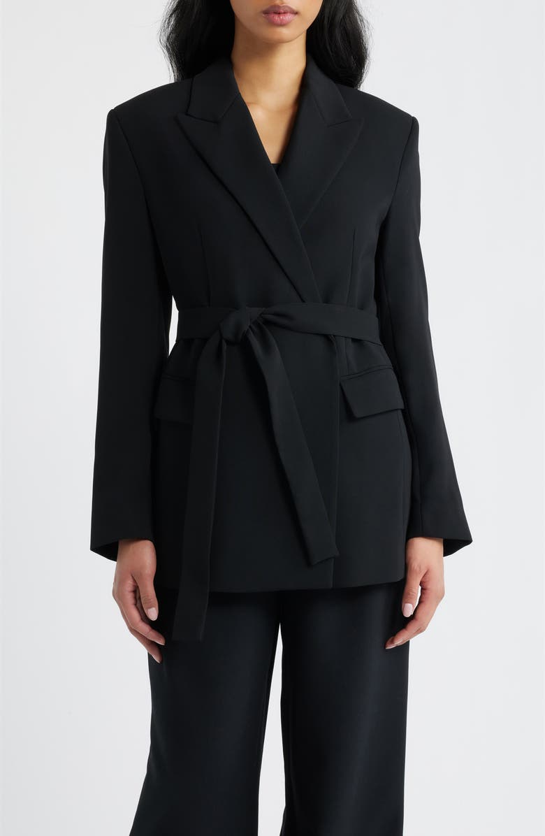 MANGO Tie Blazer, Main, color, Black