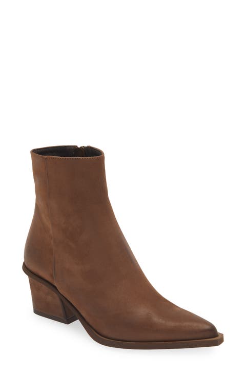 Braydie Block Heel Leather Bootie (Women)