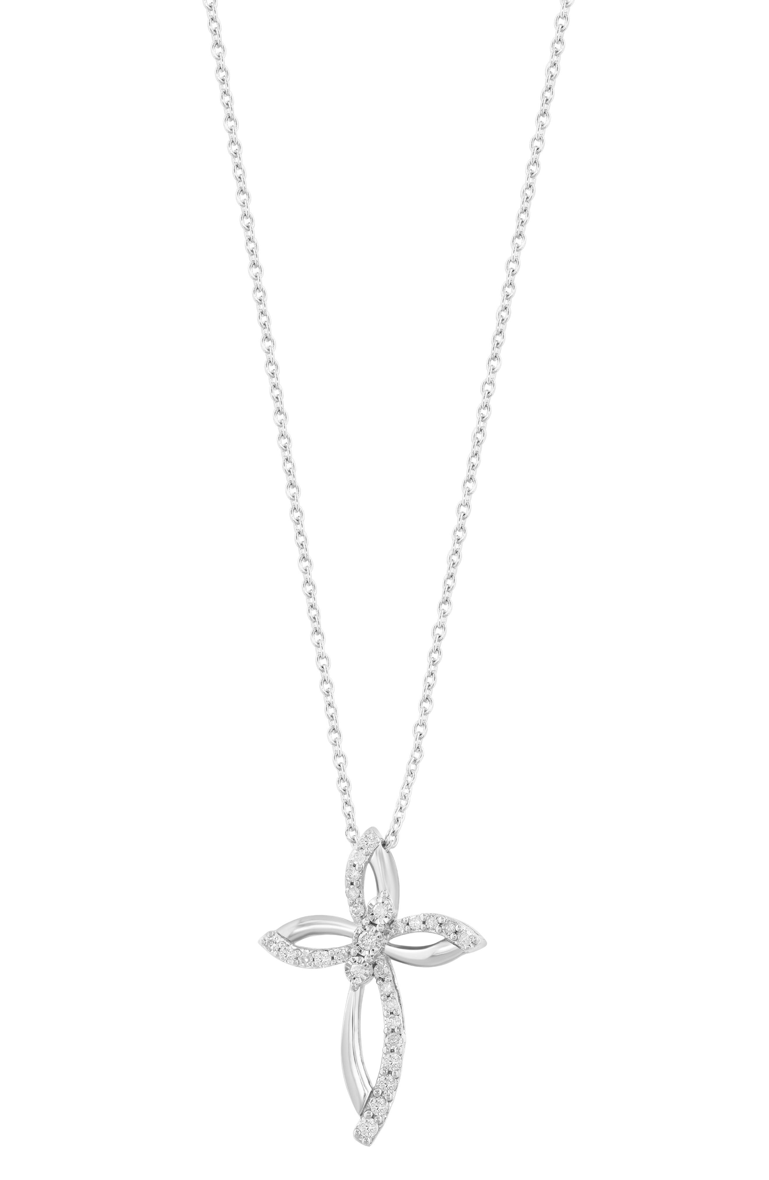 EFFY Sterling Silver Diamond Cross Pendant Necklace