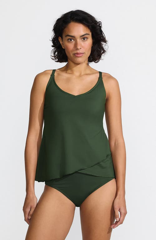 Lands' End Plus Size Dd-cup Chlorine Resistant V-neck Tulip Hem Tankini Swimsuit Top In Rich Olive Green