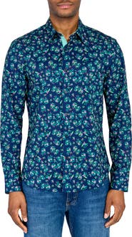 CONSTRUCT Slim Fit Lily Bouquet Recycled 4-Way Stretch Performance Long Sleeve Shirt