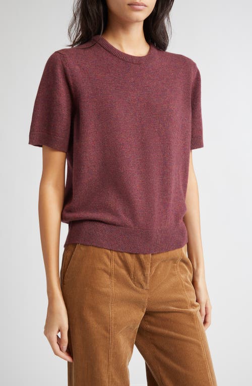Johnstons Of Elgin Classic Cashmere Short Sleeve Sweater In Burgundy
