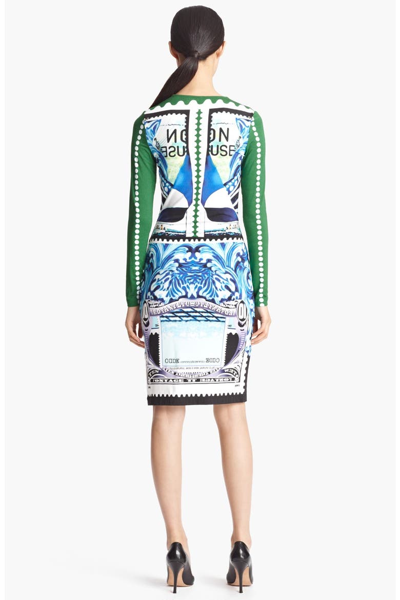 Bird Print Jersey Dress, Alternate, color, BLUE WHITE BROWN