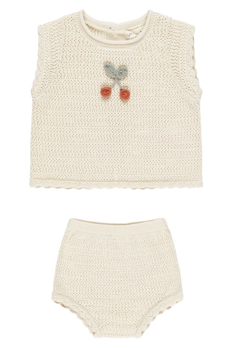 Scallop Knit Cotton Tank & Bloomers Set, Main, color, NATURAL