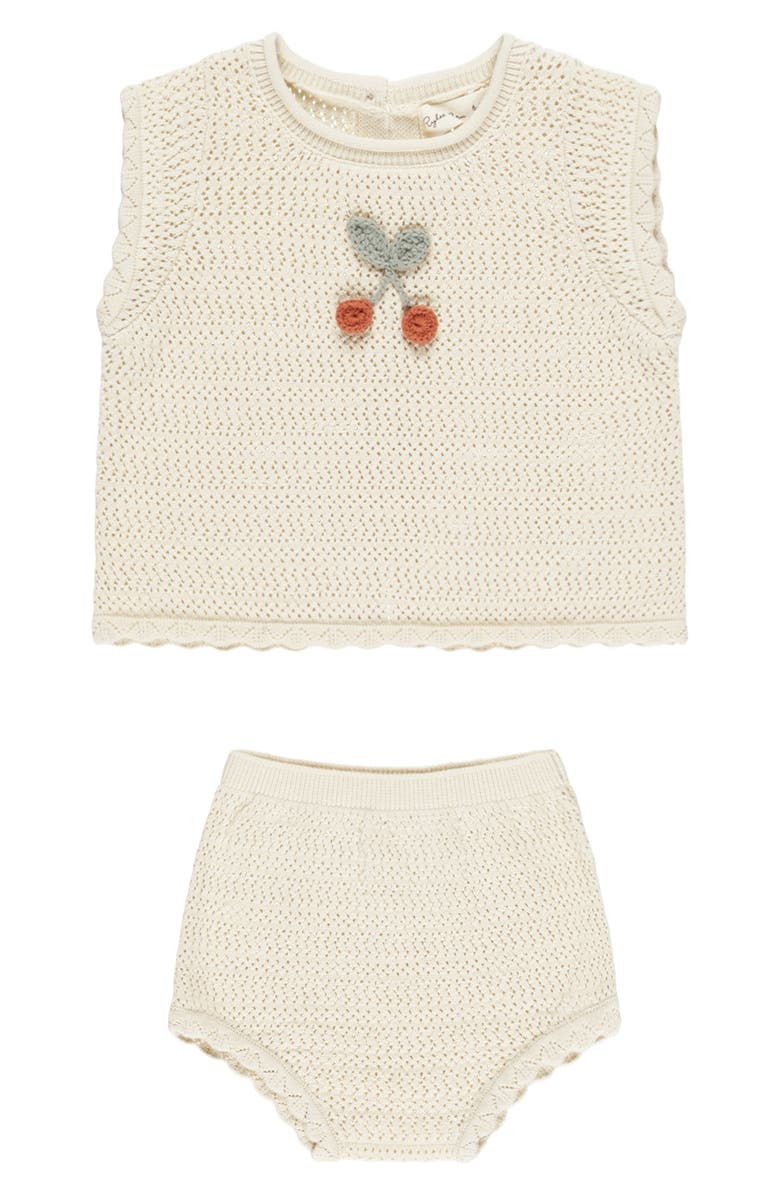 Rylee + Cru Scallop Knit Cotton Tank & Bloomers Set, Main, color, 