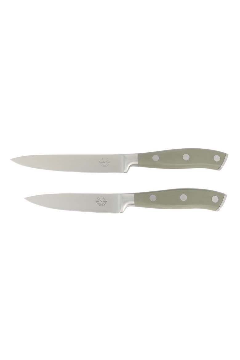 High-Carbon German Steel Full Tang Forged Knife Block Set with Ashwood Block, Alternate, color, Juniper Green