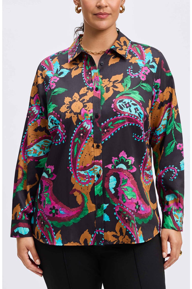 Hampton Painted Wrinkle Resistant Button-Up Shirt, Main, color, BLACK MULTI