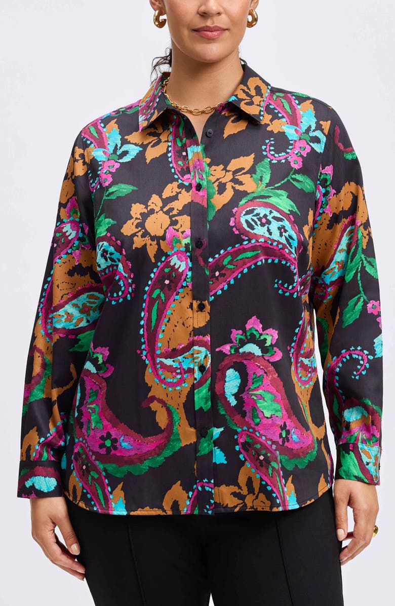 Foxcroft Hampton Painted Wrinkle Resistant Button-Up Shirt, Main, color, 