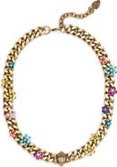 Kurt Geiger London Eagle's Head Floral Curb Chain Collar Necklace