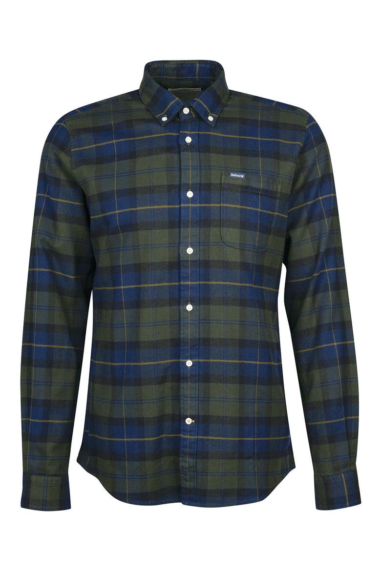 Kyeloch Tailored Fit Plaid Cotton Button-Down Shirt, Alternate, color, OLIVE NIGHT
