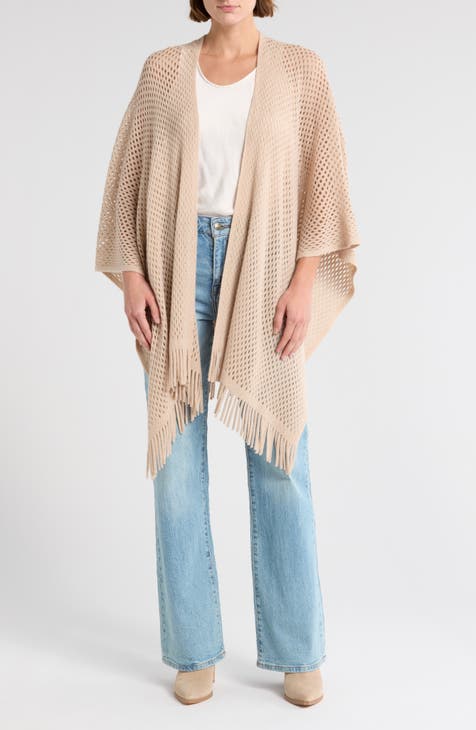 Fringe Trim Knit Ruana