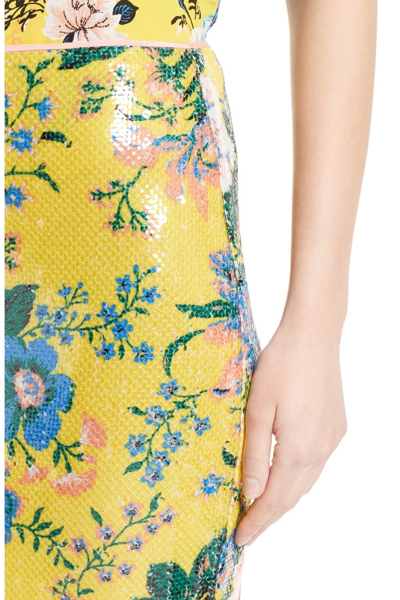 Floral Pencil Skirt, Alternate, color, BOURNIER ACID YELLOW/ PEACH