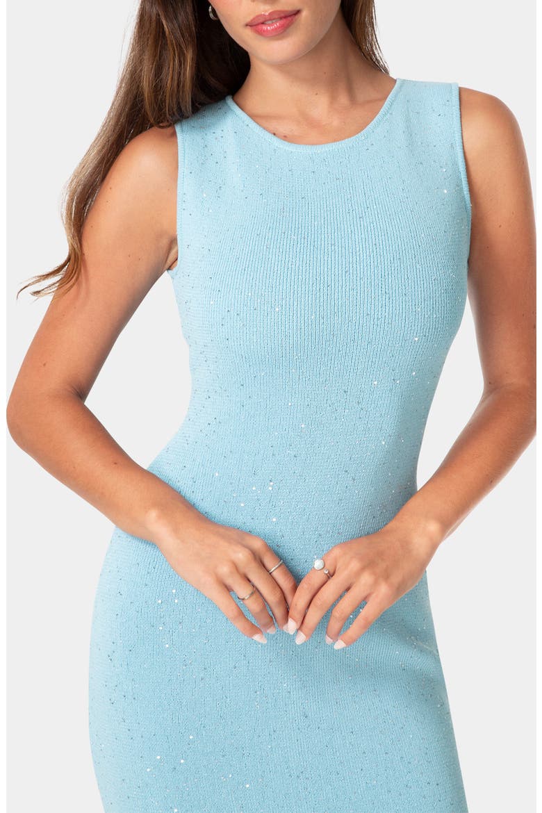 Boatneck Lurex Knit Maxi Dress, Alternate, color, LITE BLUE