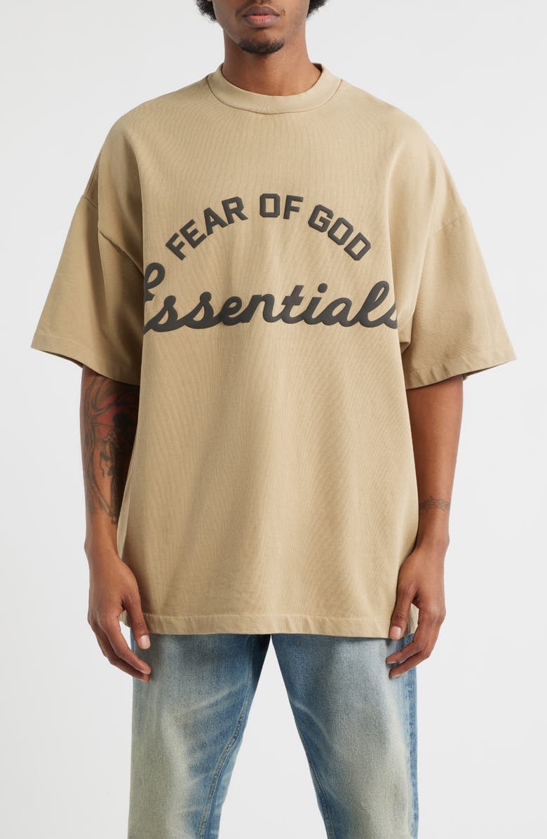 Fear of God Essentials Training '90s Short Sleeve Logo Graphic T-Shirt, Main, color, Faded Dune