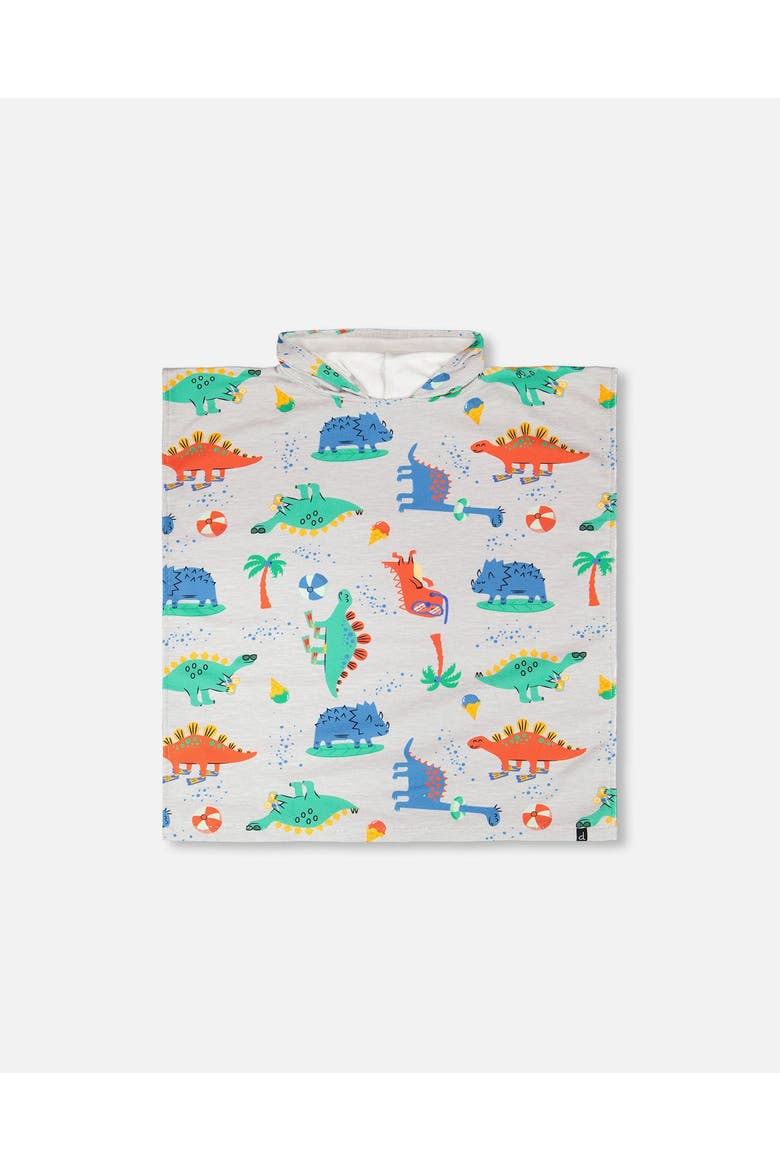 Hooded Dinosaur Beach Towel, Main, color, Grey Printed Baby Dinosaurs