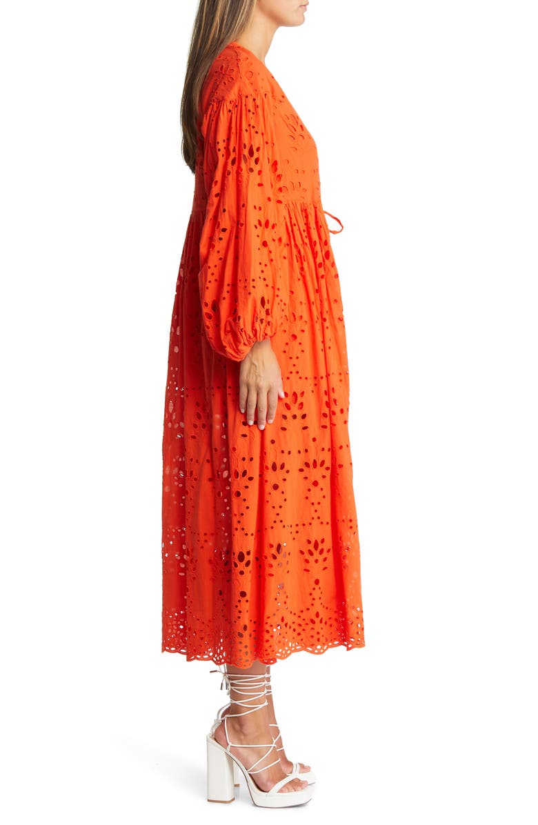 ASOS DESIGN Smocked Broderie Midi Dress, Alternate, color,