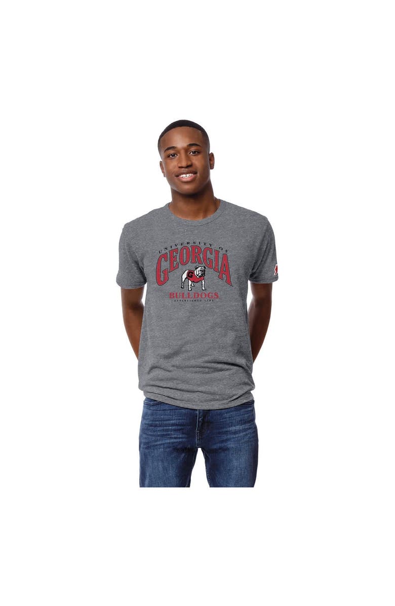 LEAGUE COLLEGIATE WEAR Men's League Collegiate Wear Heather Gray Georgia Bulldogs Tall Arch 2.0 Victory Falls Tri-Blend T-Shirt, Main, color, 